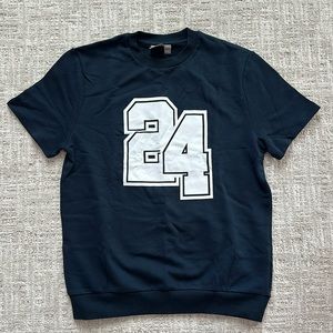 asos Dark Blue Short Sleeve Sweater Shirt